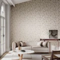 Links beige graafinen tapetti olohuoneeseen Harlequinilta 110367