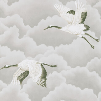 Cranes in Flight harmaa lintutapetti Harlequinilta 111230 kuva