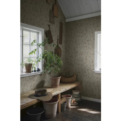 Henny keltavihrea kukkatapetti eteiseen Sandbergilta 840 12 kuva