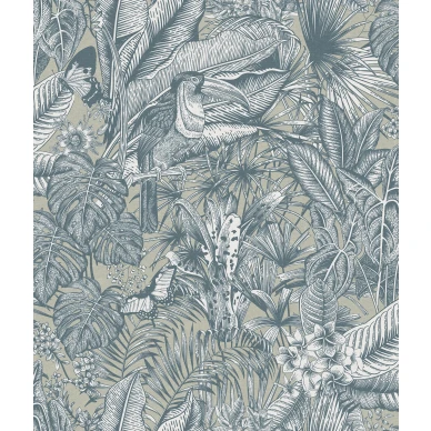 Furada beige harmaa lehtitapetti Rebel Wallsilta image