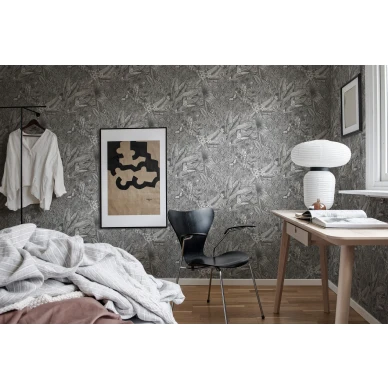 Makuuhuoneen harmaa lintutapetti Rebel Wallsilta Furada R17464 image