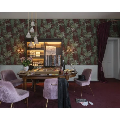 Madagascar punainen lehtitapetti olohuoneeseen Rebel Wallsilta image