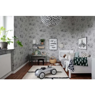 Cork leikkimielinen harmaa elaintapetti lastenhuoneeseen Rebel Wallsilta kuva