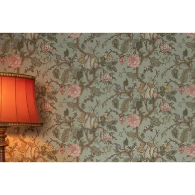 Carnaby vihrea elava kukkatapetti Rebel Wallsilta image