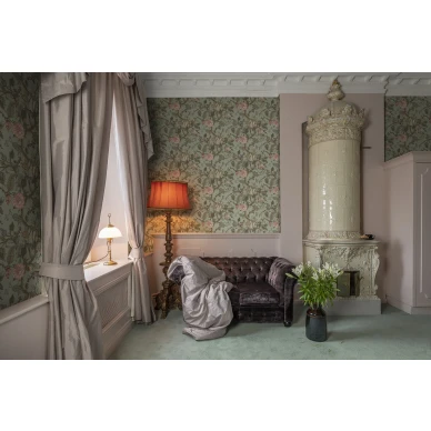 Carnaby vihrea kukkatapetti olohuoneeseen Rebel Wallsilta image