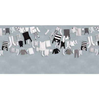 Laundry day sininen pyykkitapetti koko kuvio Rebel Wallsilta R14442 image