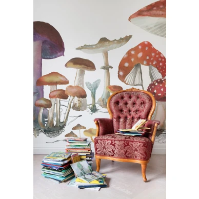 Woods of Wonder mielikuvituksellinen sienitapetti lastenhuoneeseen Rebel Wallsilta R14481 kuva