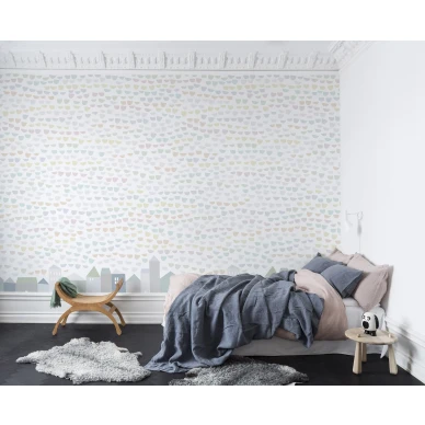 Elephant Tears pastellinvarinen sadetapetti lasten makuuhuoneeseen Rebel Wallsilta R14491 kuva