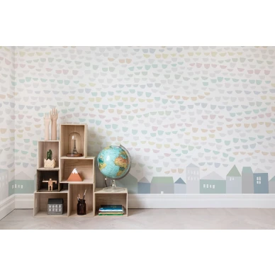 Elephant Tears pastellinvarinen talotapetti lastenhuoneen muraltapetti Rebel Wallsilta R14491 kuva