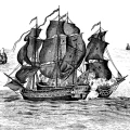 High Seas mustavalkoinen laivatapetti Rebel Wallsilta R14501