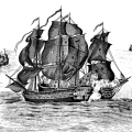 High Seas mustavalkoinen laivatapetti koko kuvio Rebel Wallsilta R14501
