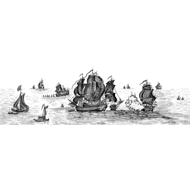 High Seas mustavalkoinen laivatapetti koko kuvio Rebel Wallsilta R14501 kuva