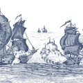 High Seas sinivalkoinen laivatapetti Rebel Wallsilta R14503