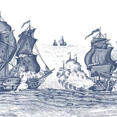 High Seas sinivalkoinen laivatapetti Rebel Wallsilta R14503 kuva