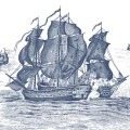 High Seas sinivalkoinen laivatapetti koko kuvio Rebel Wallsilta R14503