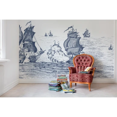 High Seas sinivalkoinen laivatapetti lastenhuoneeseen Rebel Wallsilta R14503 kuva