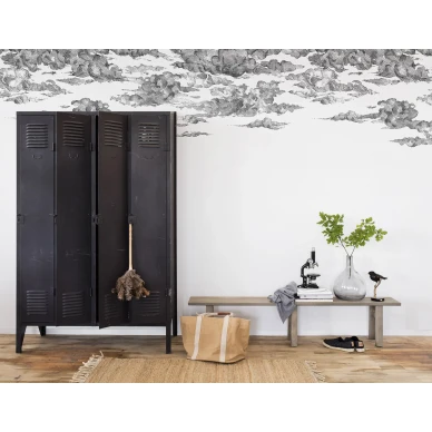 Cotton Skies mustavalkoinen pilvitapetti eteiseen Rebel Wallsilta R14511 image