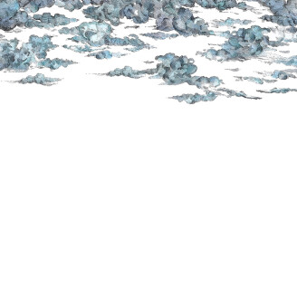 Cotton Skies sinivalkoinen pilvitapetti Rebel Wallsilta R14512 kuva