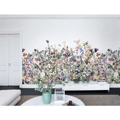 May Meadow pastellinvarinen kukkatapetti olohuoneeseen Rebel Wallsilta R14532 kuva