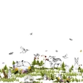 The Rabbits Playground leikkimielinen metsaelaintapetti Rebel Wallsilta R14551