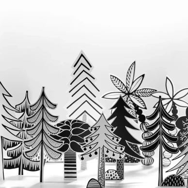 Nordic Valley mustavalkoinen puutapetti Rebel Wallsilta R14582 image