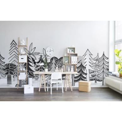 Nordic Valley mustavalkoinen puutapetti nuortenhuoneeseen Rebel Wallsilta R14582 image