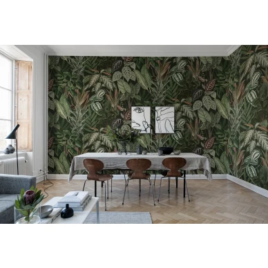 Mischievous Monkeys vihrea viidakkotapetti ruokailuhuoneeseen Rebel Wallsilta R14592 image