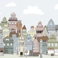 London Houses monivarinen talotapetti Rebel Wallsilta R14602