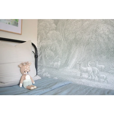 Jungle Land vaaleanvihrea viidakkomaisema muraltapetti lastenhuoneeseen Rebel Wallsilta R14613 image