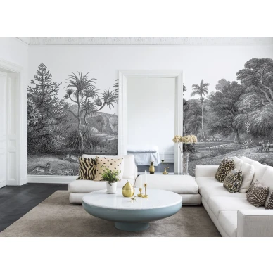 Mustavalkoinen olohuoneen tapetti Rebel Wallsilta Jungle Land R14612 image