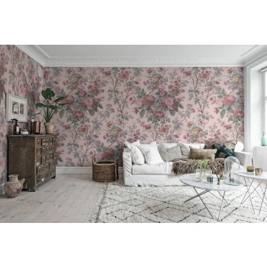 Porcelain roosa romanttinen kukkakuvioinen muraltapetti Rebel Wallsilta R13254 image