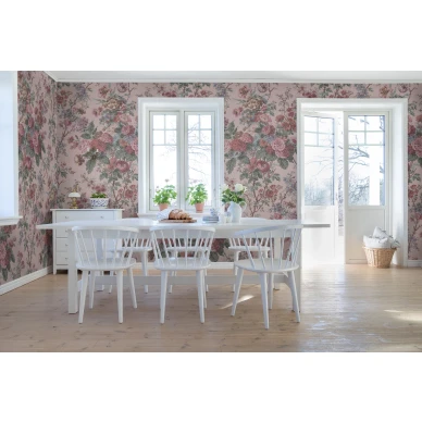 Porcelain roosa romanttinen kukkatapetti ruokailuhuoneeseen Rebel Wallsilta R13254 image