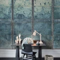 Metal Gradient teollisuustyylinen sininen muraltapetti kotitoimistoon Rebel Wallsilta R14911