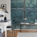 Metal Gradient teollisuustyylinen sininen muraltapetti tyohuoneeseen Rebel Wallsilta R14911