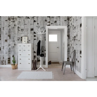 Metal Birch teollisuustyylinen puutapetti eteiseen Rebel Wallsilta R15221 image