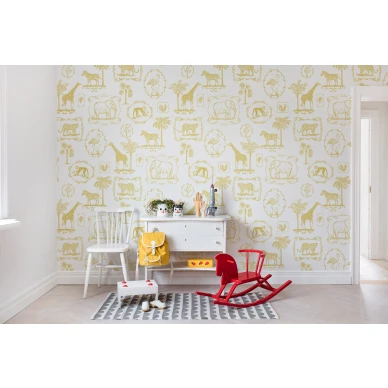 Animal Party kiltti keltainen elaintapetti lastenhuoneeseen Rebel Wallsilta R15272 kuva