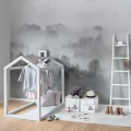 Morning Fog harmaa aamuinen maisematapetti lastenhuoneeseen Rebel Wallsilta R15301