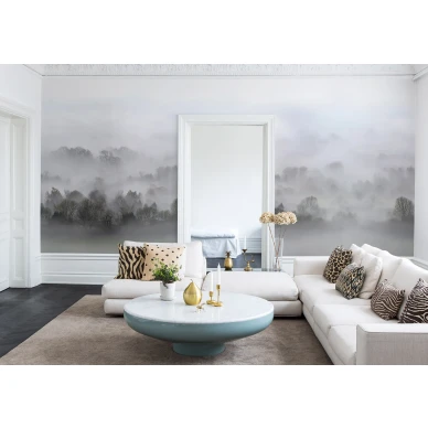 Morning Fog harmaa aamuinen maisematapetti olohuoneen muraltapetti Rebel Wallsilta R15301 image