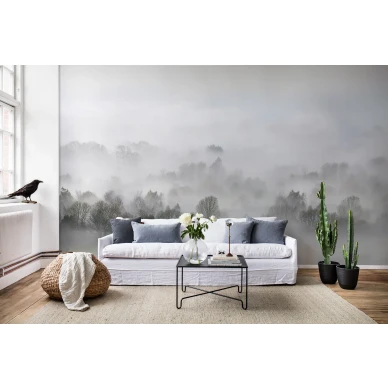 Morning Fog harmaa aamuinen maisematapetti olohuoneeseen Rebel Wallsilta R15301 image