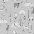 Camping Trip harmaa elaintapetti levea kuvio Rebel Wallsilta R15312