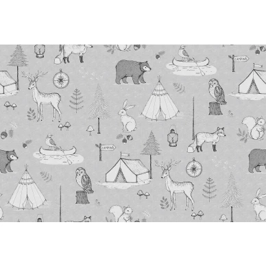 Camping Trip harmaa elaintapetti levea kuvio Rebel Wallsilta R15312 image