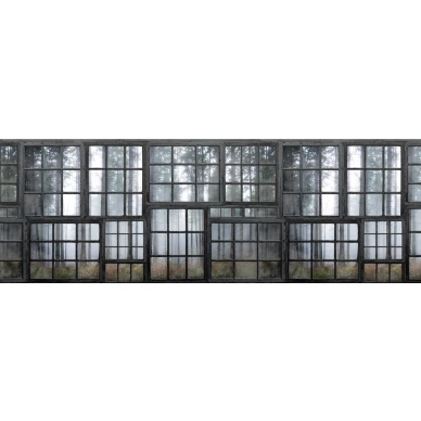 Cabin ikkunatapetti metsanakymalla koko kuvio Rebel Wallsilta R15341 kuva