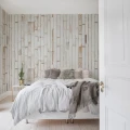 Bali Boards vaalea puupaneelitapetti makuuhuoneeseen Rebel Wallsilta R14701
