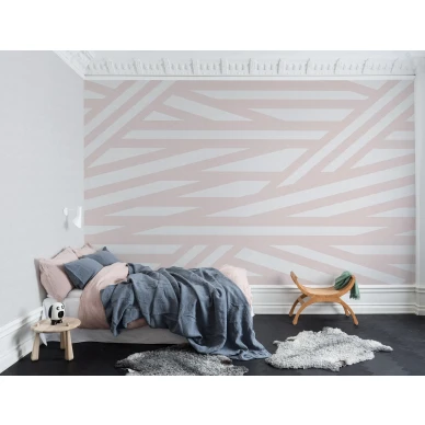 Sailors Sea roosa raidallinen muraltapetti makuuhuoneeseen Rebel Wallsilta R15142 kuva