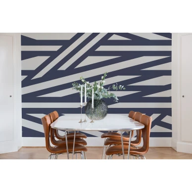 Sailors Sea sininen raidallinen muraltapetti ruokailuhuoneeseen Rebel Wallsilta R15141 kuva