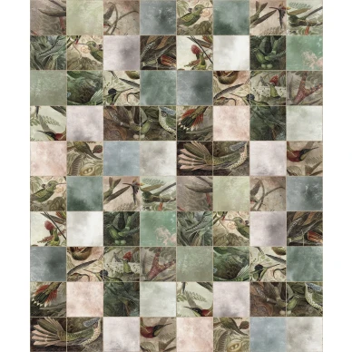 Birds of Paradise ruudullinen lintutapetti koko kuvio Rebel Wallsilta R15071 kuva