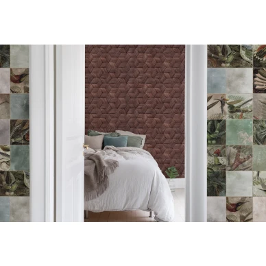 Birds of Paradise ruudullinen lintutapetti muraltapetti Rebel Wallsilta R15071 kuva