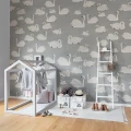 Cygne harmaa joutsentapetti lastenhuoneeseen Rebel Wallsilta R17124