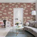 Cygne roosa joutsentapetti olohuoneeseen Rebel Wallsilta R17122