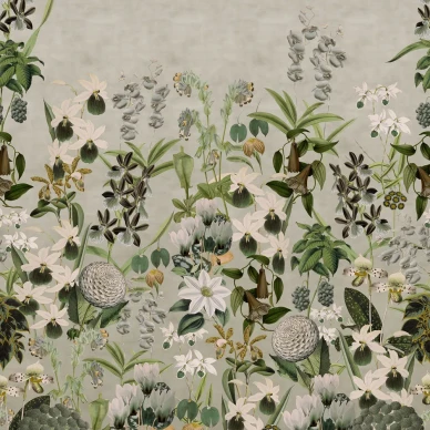 Alices Garden beige suurikuvionen kukkatapetti Rebel Wallsilta R17162 image